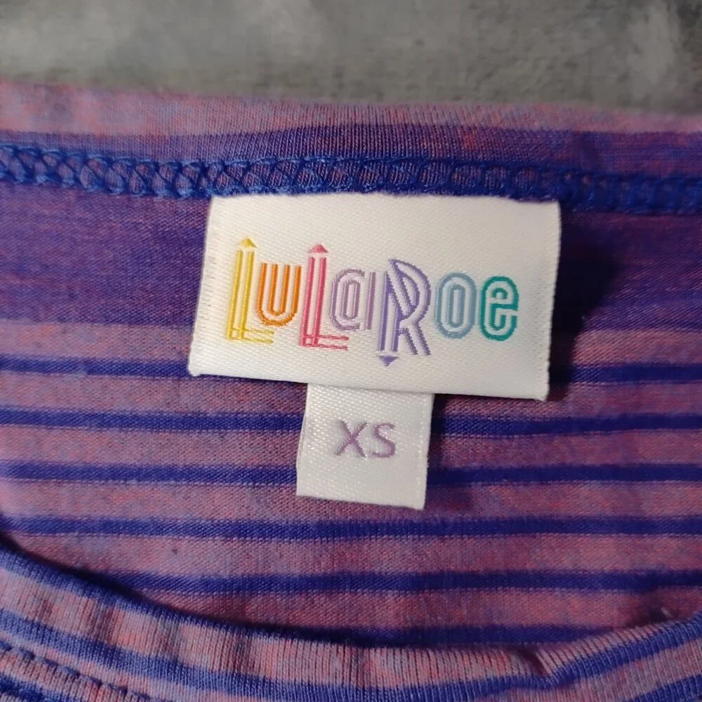 Lularoe Womens Julia Dress Size XS Purple Striped Stretch Bodycon‎ Midi Casual